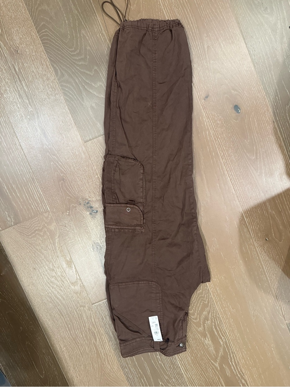 Women’s Brown Cargo Pants with Drawstring Waist
